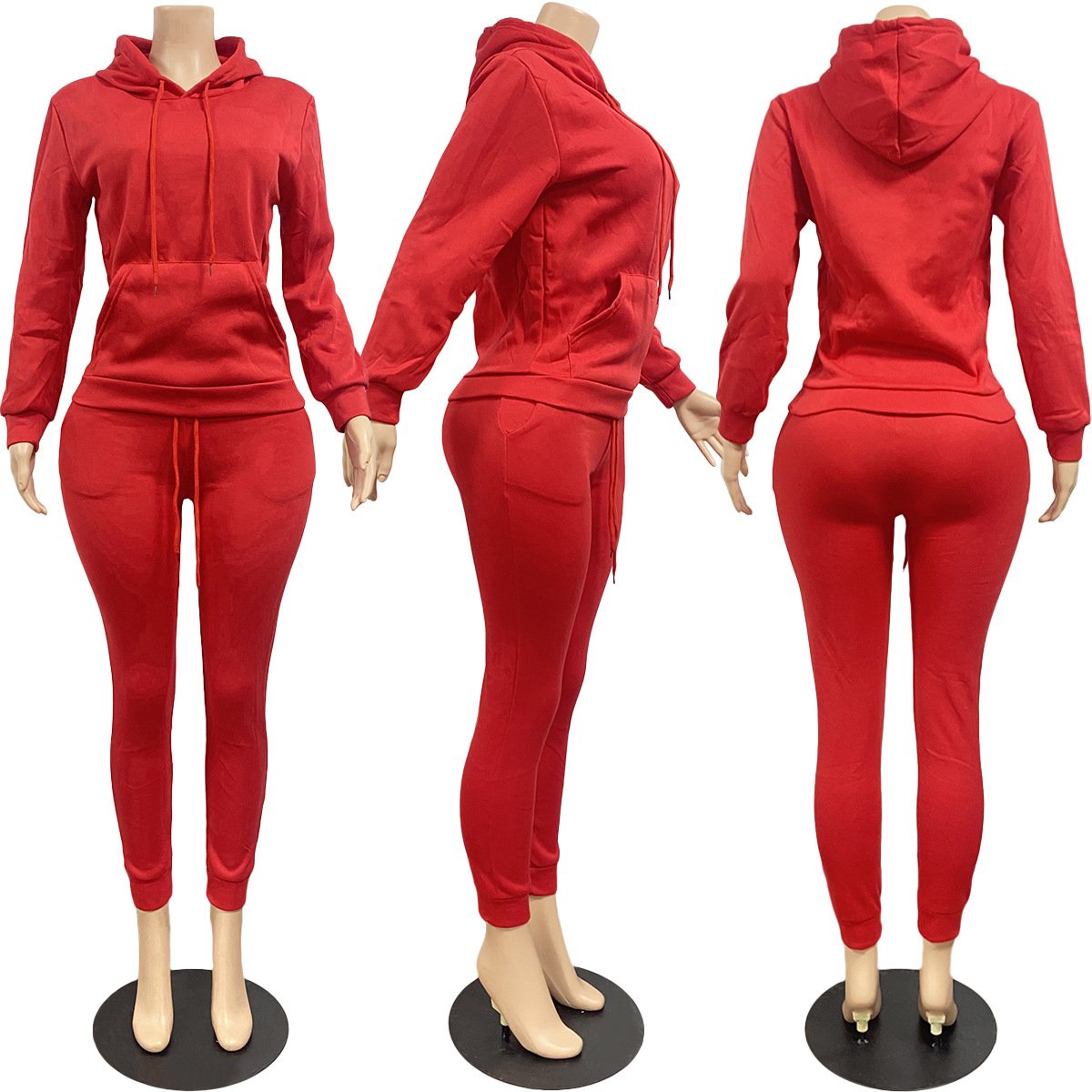 Factory Custom Embroidery Logo Outdoor Tracksuits Two Piece Jogger 2 Piece Plus Size Solid Color Outfits Set Gym Women'S Sets