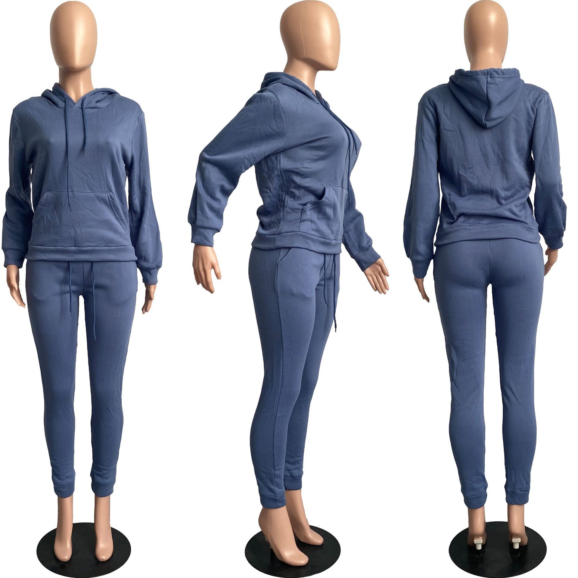 Factory Custom Embroidery Logo Outdoor Tracksuits Two Piece Jogger 2 Piece Plus Size Solid Color Outfits Set Gym Women'S Sets