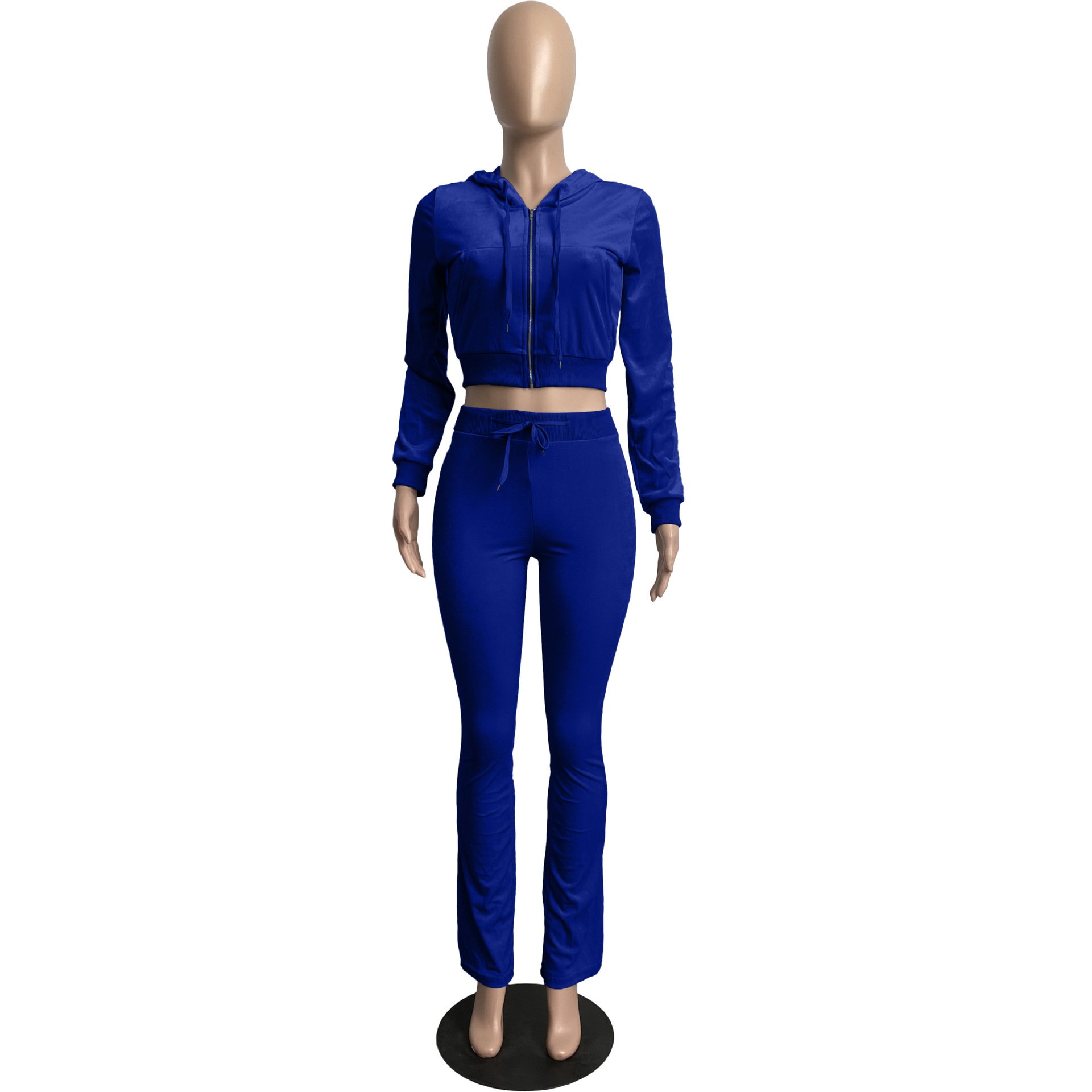 Custom Rhinestone velour tracksuit Rhinestone women's 2 Pieces Set Velvet Sweatsuits embroidery Velvet Tracksuit for Women