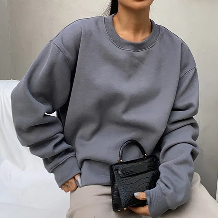 2024 women's clothing fall winter high quality comfy cotton custom crewneck sweatshirt long sleeve casual women hoodie set