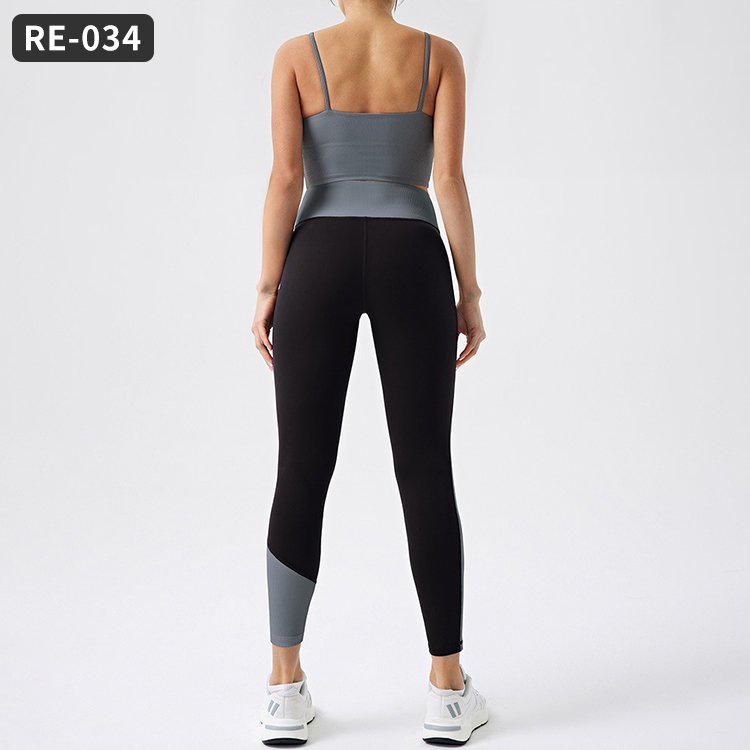 Customization Ladies Ribbed Recycled Nylon Block Sports Yoga Workout Fashion Girls Clothing Sets Gym Fitness Sets Women's Sets