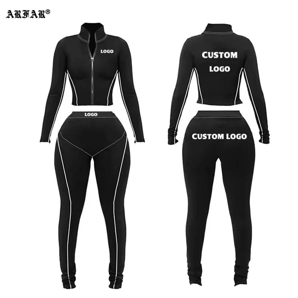 Tracksuits 2 Piece Sets Gym Workout Outfits Sports Zip Up Jackets Tummy Control Leggings Sweatsuits Women's Sets Women Clothing