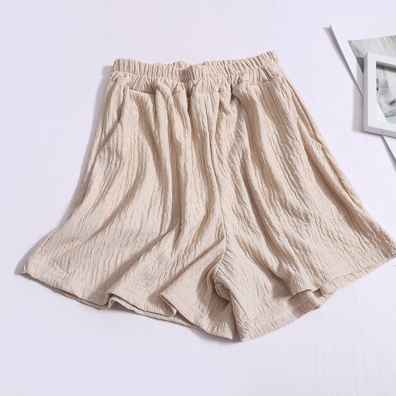 Wholesale 2024 Autumn Fashion Round Neck Long Sleeved Top High Waist Slimming and Wide Leg Shorts Women's Set