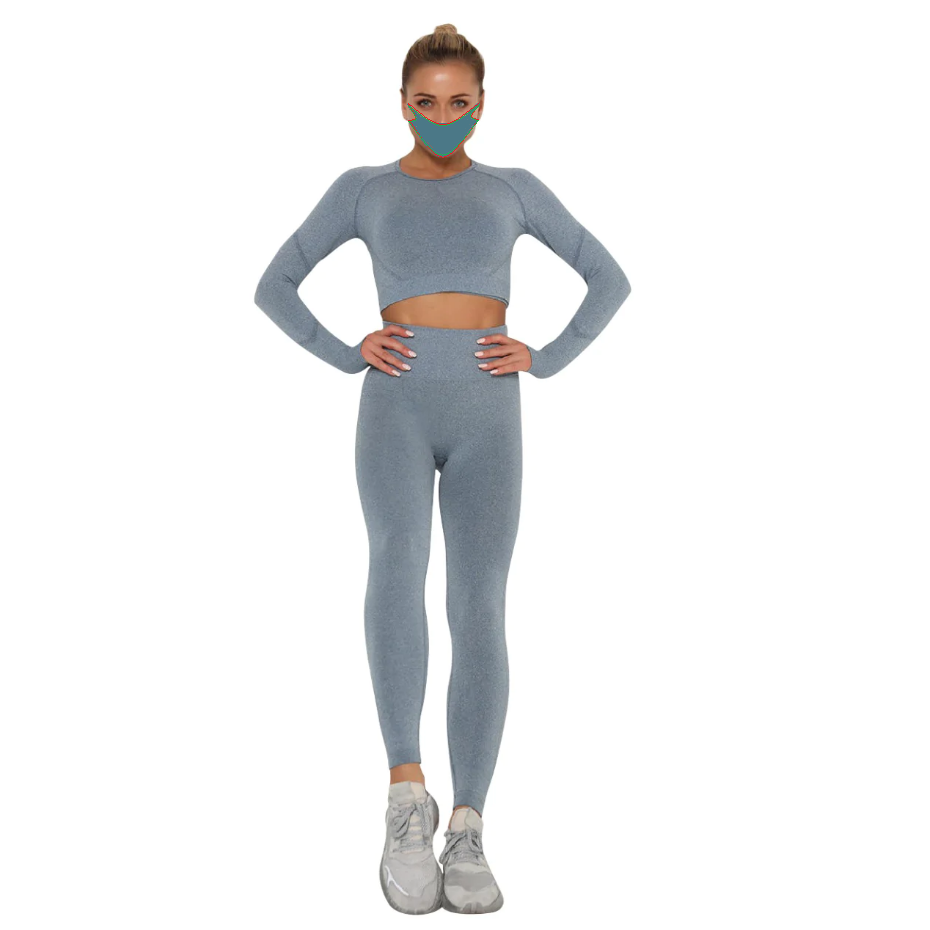 Customized color designs long sleeve crop top high waist running legging Skinny Cotton Women's Sets from Pakistan