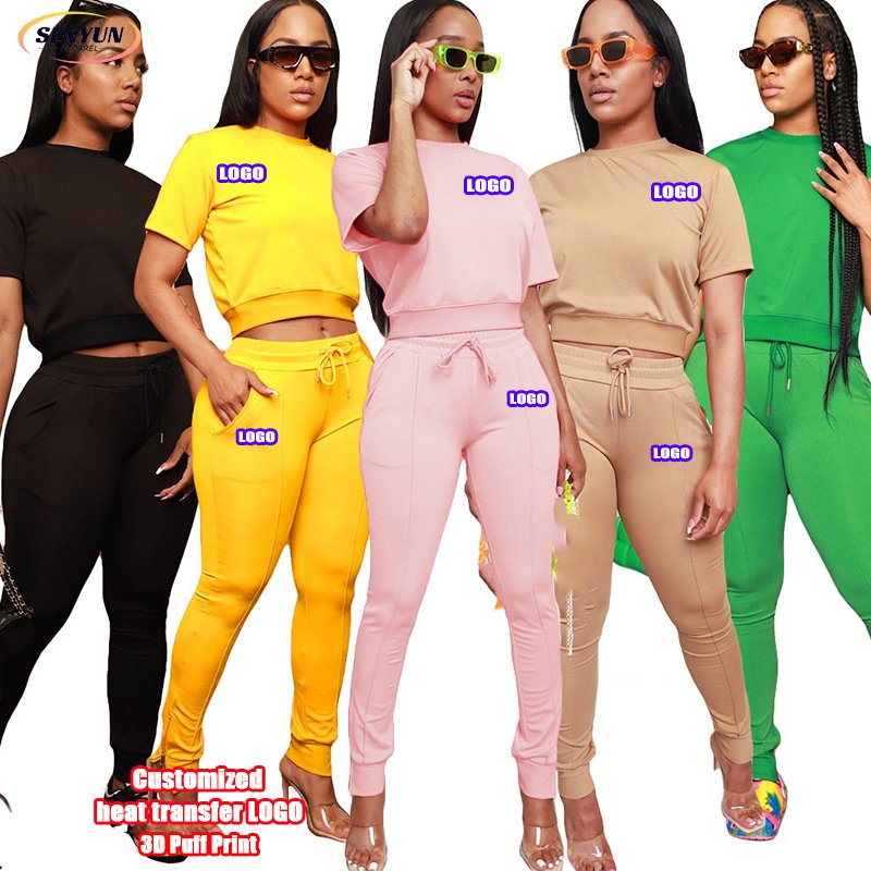 Factory Autumn Plus Size Blank Tracksuits Outfits 3d Embroidery Custom Logo Zip Boxy Plain Jogger 2 Piece Sexy Women'S Sets