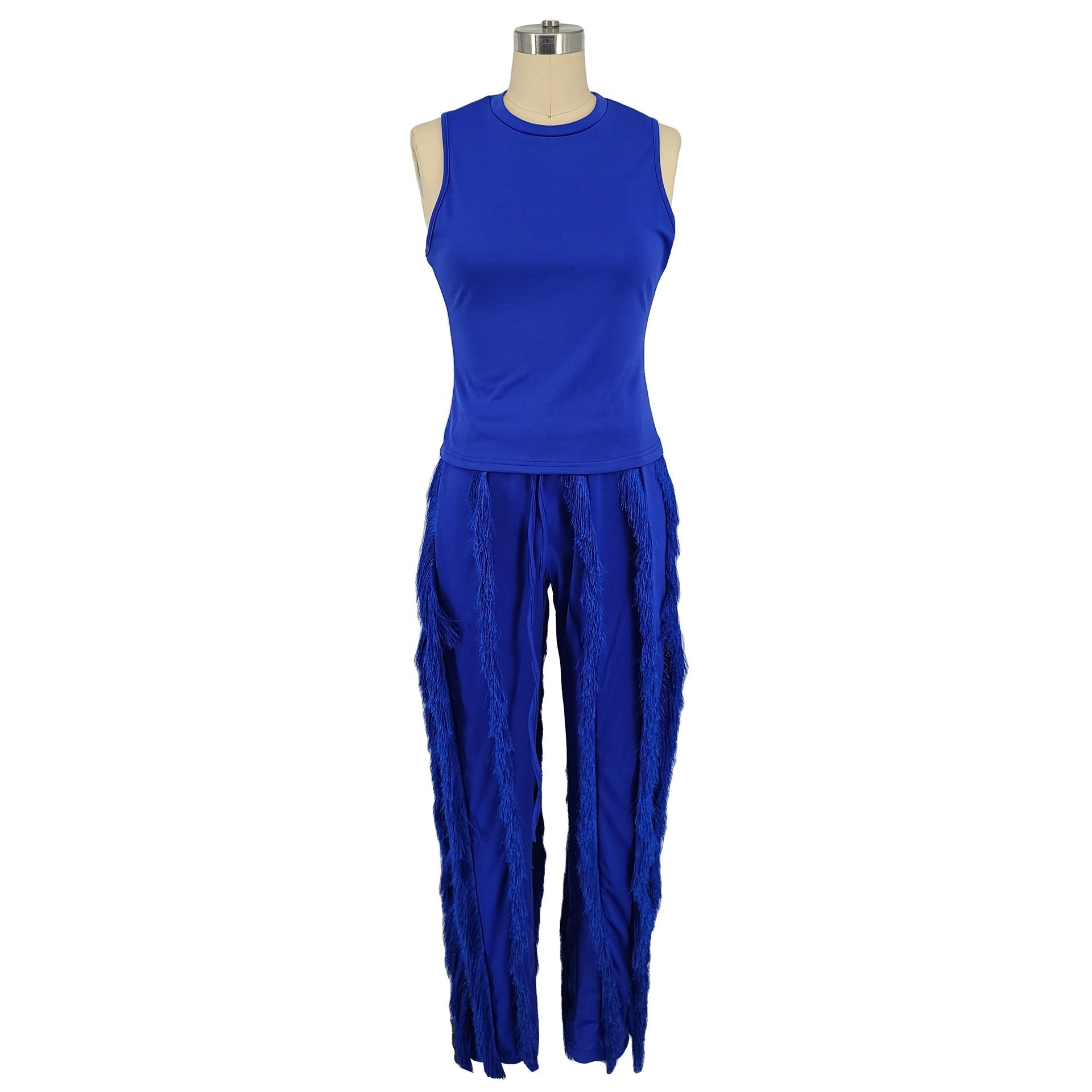 AL223 New Fashion fall winter clothes tassel women's pants long sleeve bodysuit women's sets casual fitness 2 piece set women