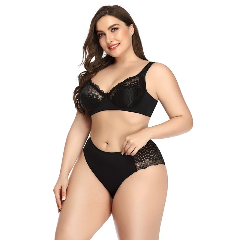 Large C Cup bras panty comfortable lace sexy women sets 2 piece plus underwear big size bra and panties set for fat girls