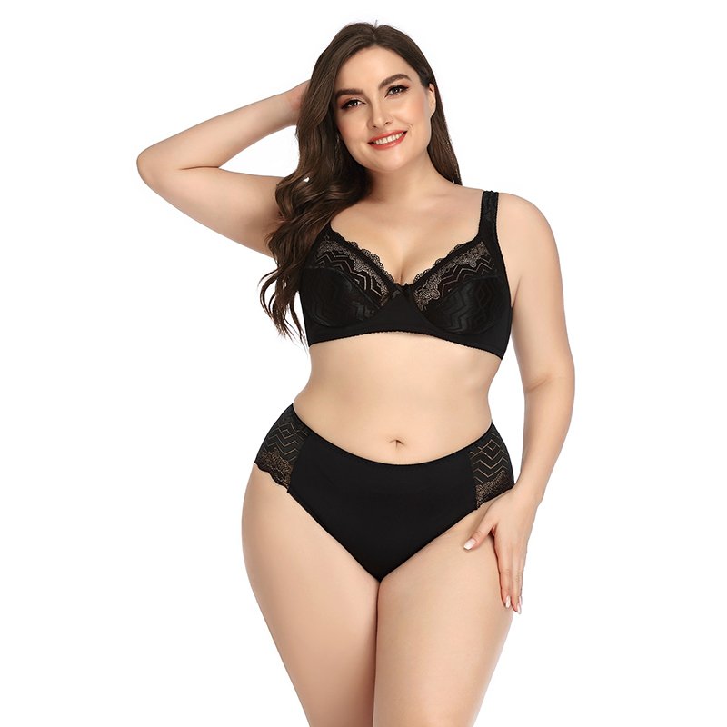Large C Cup bras panty comfortable lace sexy women sets 2 piece plus underwear big size bra and panties set for fat girls
