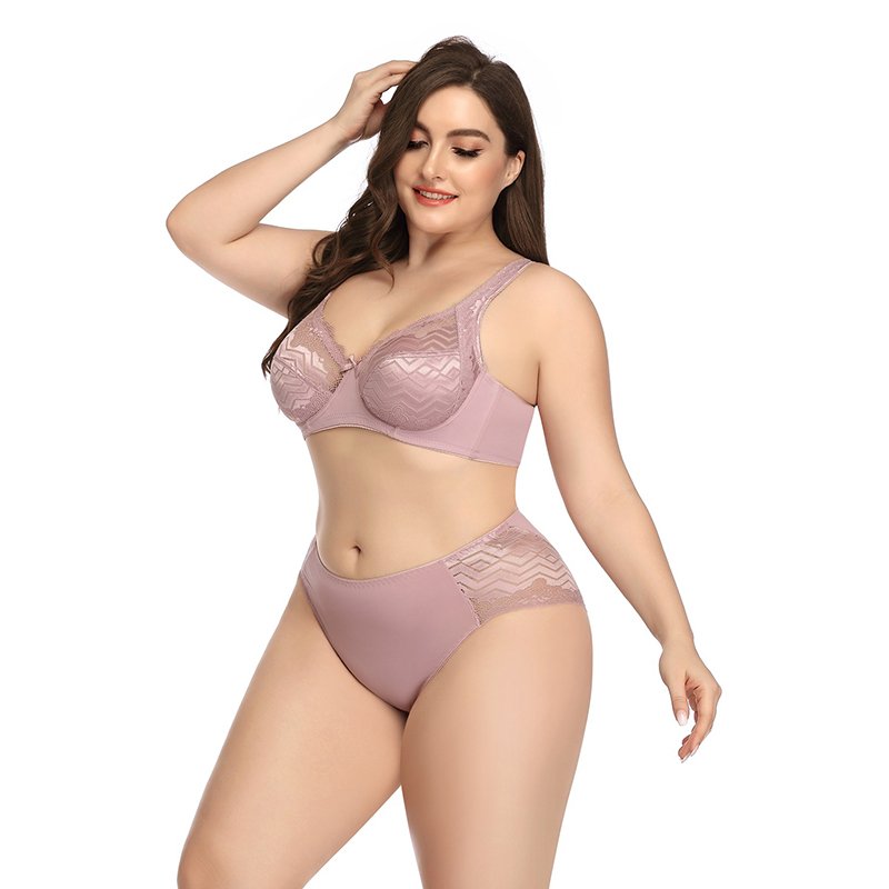 Large C Cup bras panty comfortable lace sexy women sets 2 piece plus underwear big size bra and panties set for fat girls