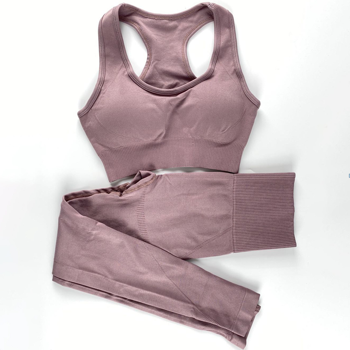 Wholesale Full 12 Colors Women Deport Athletic Wear Set Sport Bra+ High Waist Workout Leggings 2 Pieces Seamless Women Yoga Set