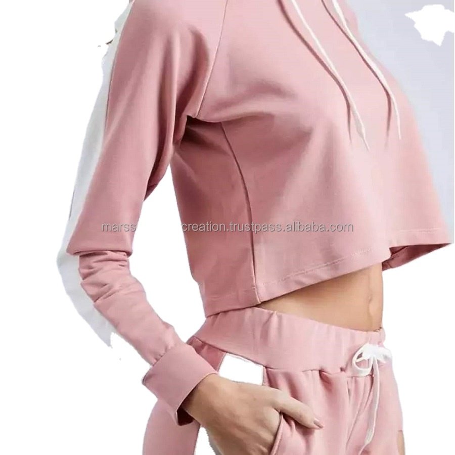 Customizable Heavyweight Hooded Sweatpants Crop Hoodie Set Active Stretch Terry Long Knitted Factory Direct Bangladesh Super