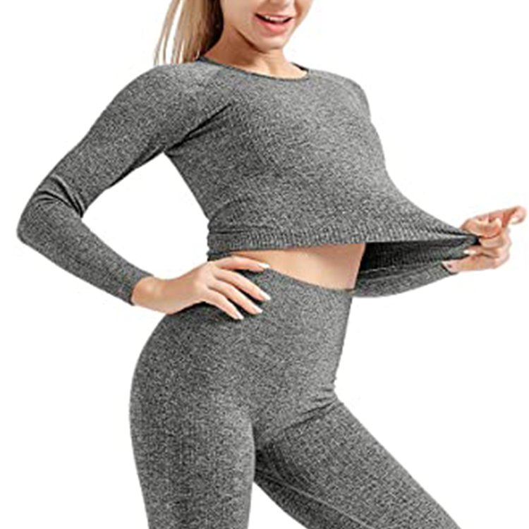 Women's 2 Piece Tracksuit Workout Outfits Seamless High Waist Leggings and Stretch Sports Bra Yoga Activewear Set
