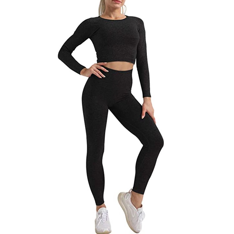 Women's 2 Piece Tracksuit Workout Outfits Seamless High Waist Leggings and Stretch Sports Bra Yoga Activewear Set