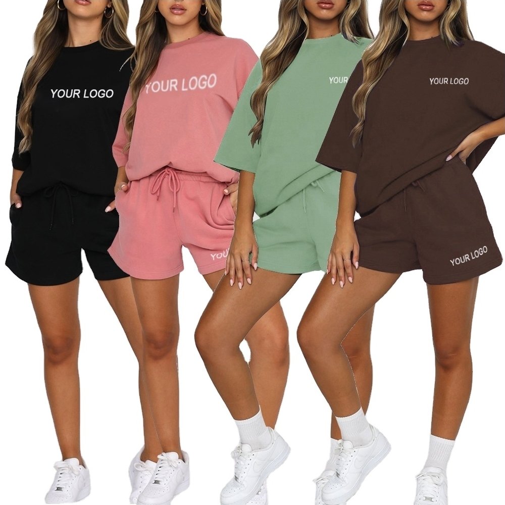 2024 Women Short Set Tracksuit Joggers Suits Sweatsuit Set Womens 2 Piece Plus Size Women's Sets Above Knee Crew Neck