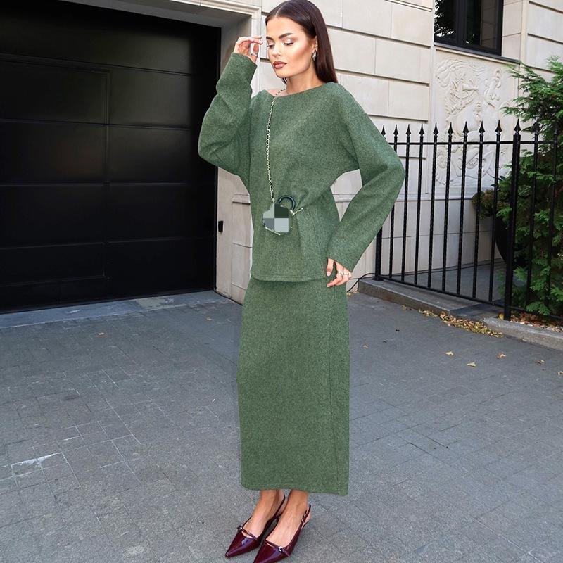2024 Women's Autumn New Loose Long-sleeved Backless Top Casual Skirt Elegant Suit Women's Sets