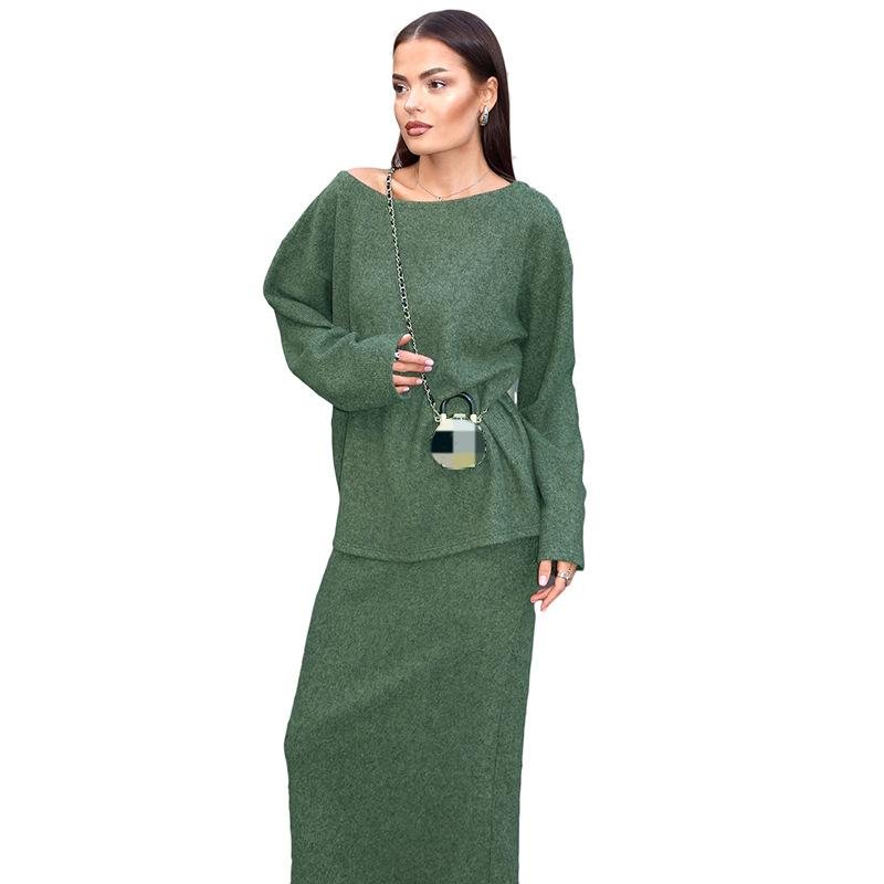 2024 Women's Autumn New Loose Long-sleeved Backless Top Casual Skirt Elegant Suit Women's Sets