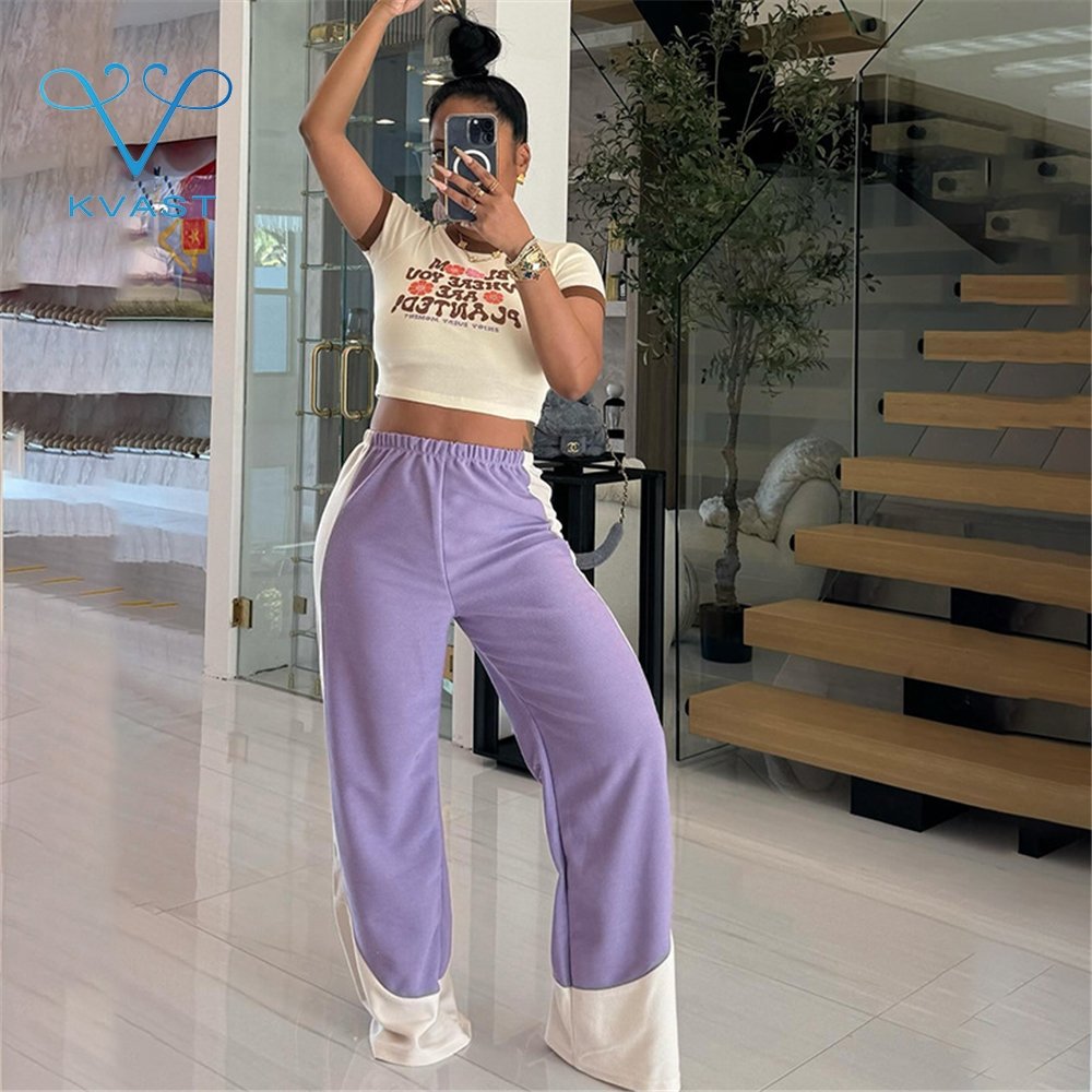 Q635 American retro casual women's versatile straight leg loose wide leg sweatpants wholesale