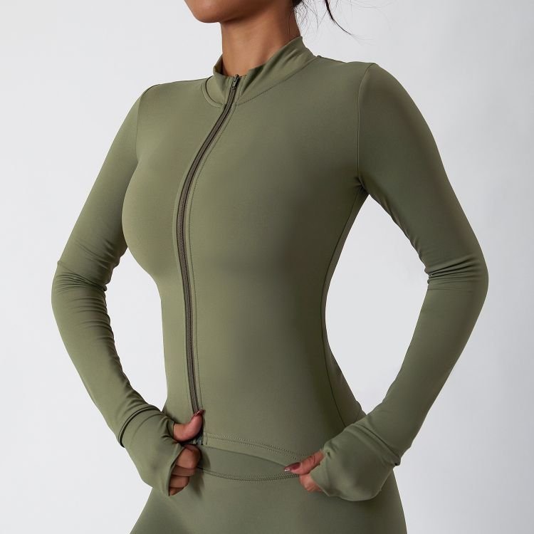 New Arrival Design Women's Slim Fit Full Zip Up Yoga Gym Fitness Long Sleeve Yoga Suit For Woman Gym Wear Customize Logo