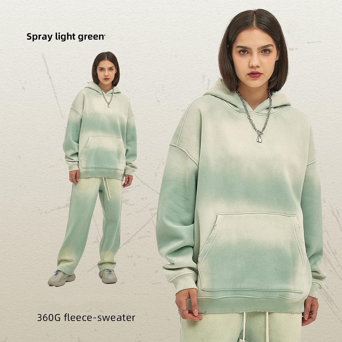 Custom Jogging Sports Sweatsuit Suit Vintage Acid Wash 100% Cotton Tracksuit 350 Gsm Hoodies Set Unisex