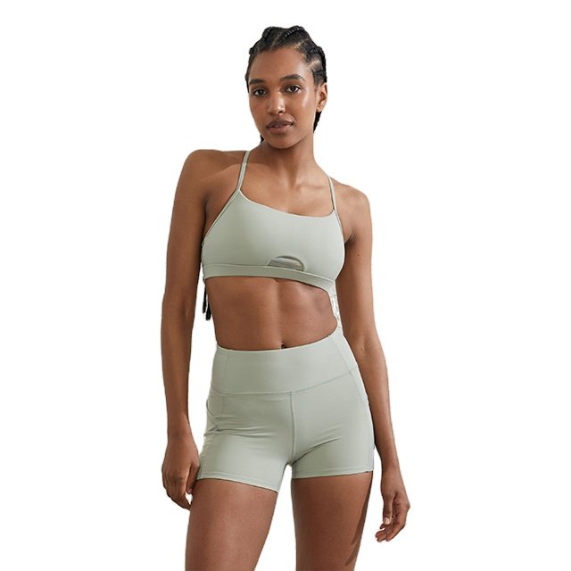High Quality Slim Fit Fashion Wear Bra New Design Custom Stretchable Polyester Elastance Short Set Workout Women's Sets
