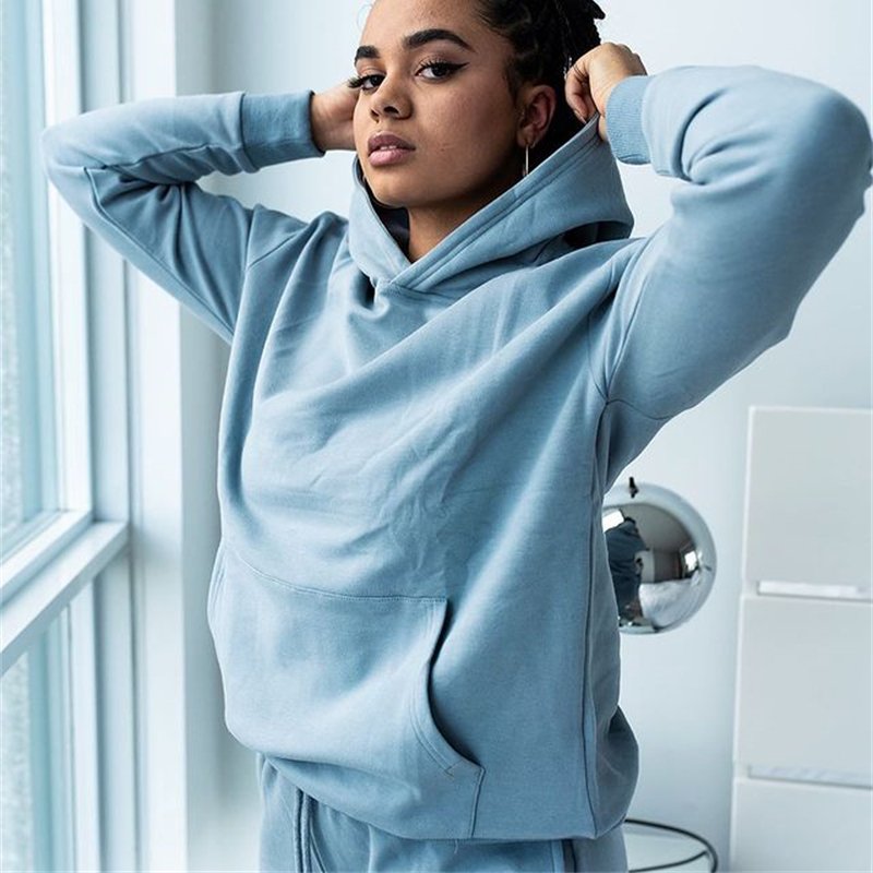 Custom Hot Sale Pullover Cropped Hoodies Jogger 2 Piece Set Woman Clothing Oversize Crop Tops Womens Hoodies And Sweat Pants Set