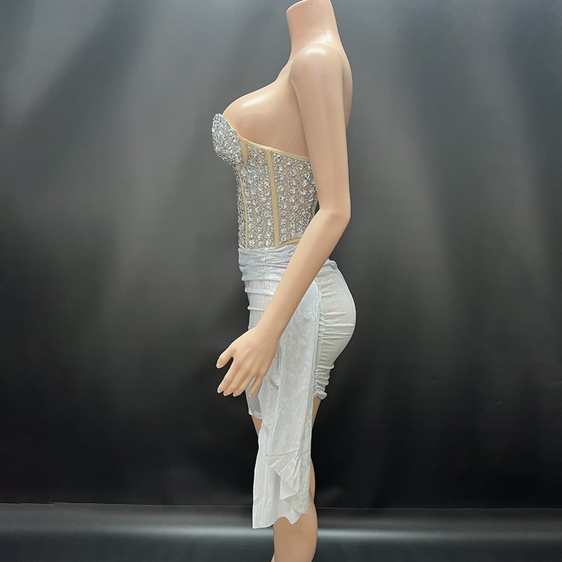 Novance Y4203-B Trending Dropshipping Products Wholesale Sexy Women's Sets Custom Luxury Girls Sparkle Crystal Diamond Dress