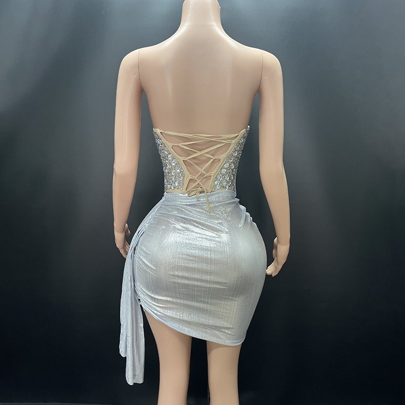 Novance Y4203-B Trending Dropshipping Products Wholesale Sexy Women's Sets Custom Luxury Girls Sparkle Crystal Diamond Dress