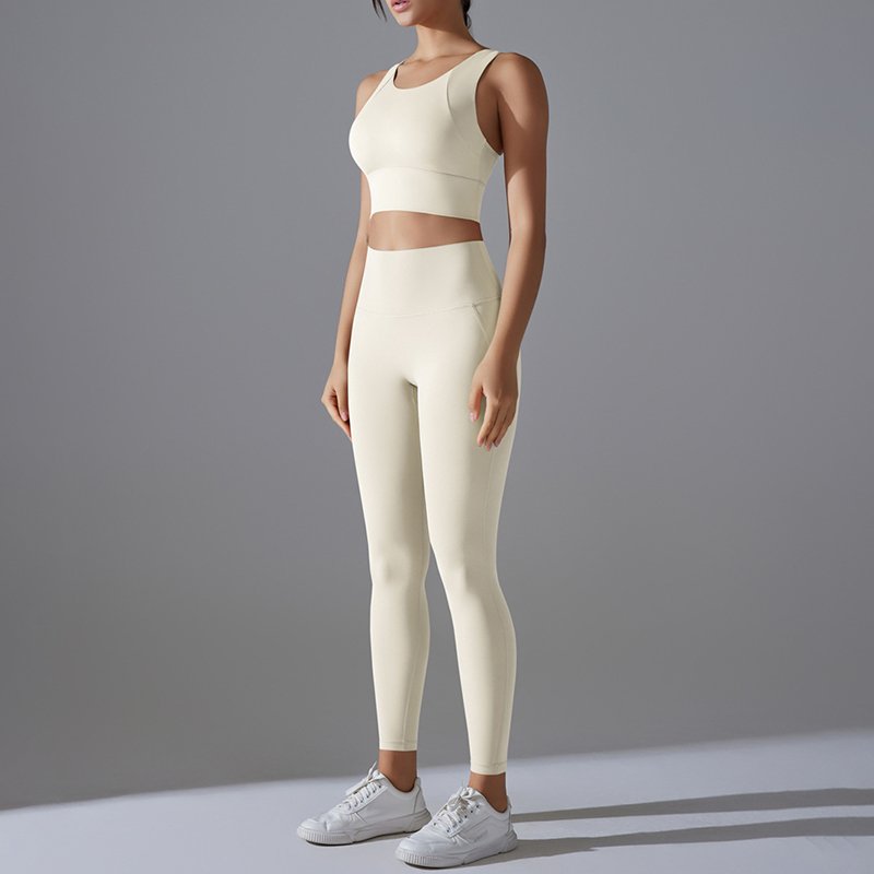 YIYI Autumn Women's Yoga Outfits 2 Piece High Waisted Antibiosis Leggings Fixed Cup Beauty Back Sports Bra Gym Workout Sets