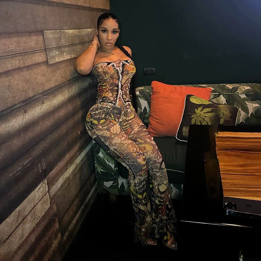 47577 Custom 2 Piece Pant Set Print Lounge Wear Women's Set