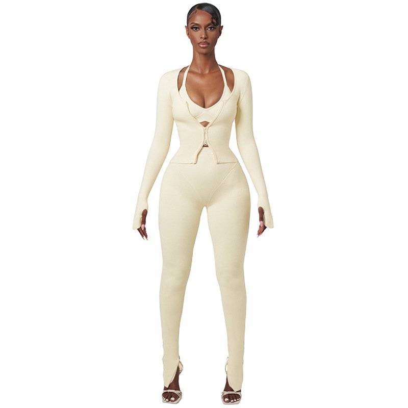 Woman Fall Set 2 Piece Pants Set conjuntos para mujeres Sexy Black 3 Three Piece Women Set Clothing ladies tracksuit