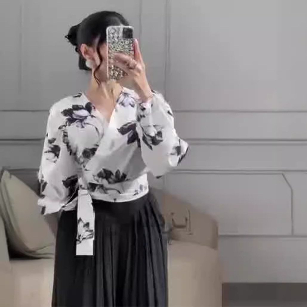 Boutique Wholesale 2024 Autumn New Fashionable Printed Loose Casual Breathable Shirt Pants Women's Set