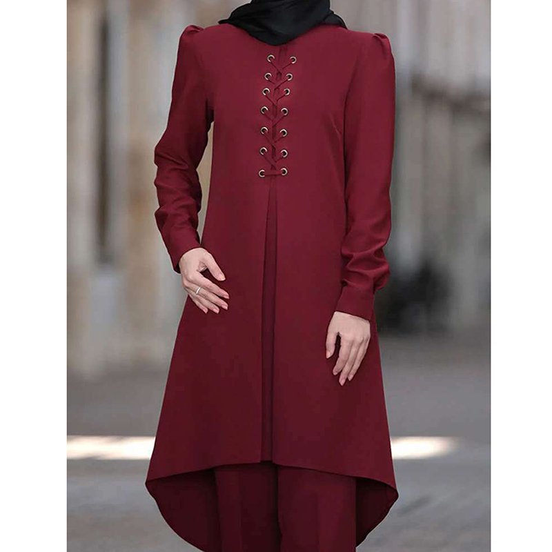 Traditional Muslim apparel supplier women's Islamic spring/summer conservative sportswear set with round collar