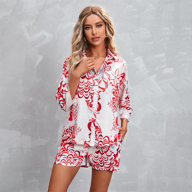 2022 Amazon Hot Sale Printed Plus Size Women's Sets Printed Casual Two-piece Set Half Sleeve Casual Women's Shorts Set