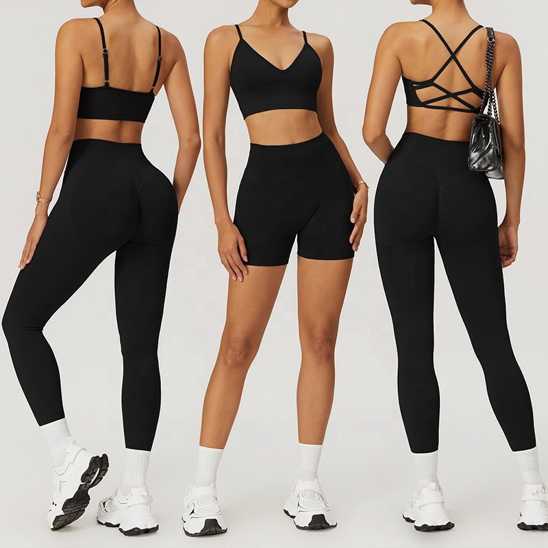 Women's 4pcs Free Matching Seamless Yoga Set Stretchy Fitness Apparel Scrunch Butt Workout Outfits Gym Fitness Set
