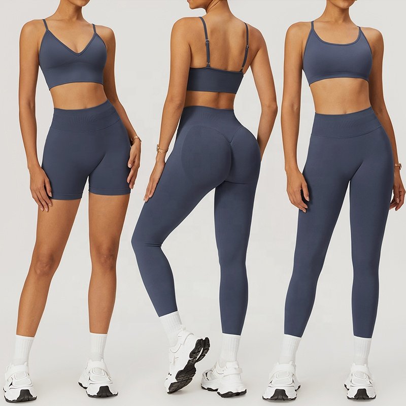 Women's 4pcs Free Matching Seamless Yoga Set Stretchy Fitness Apparel Scrunch Butt Workout Outfits Gym Fitness Set