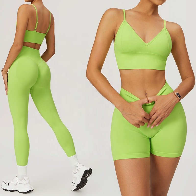 Women's 4pcs Free Matching Seamless Yoga Set Stretchy Fitness Apparel Scrunch Butt Workout Outfits Gym Fitness Set