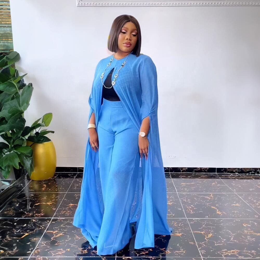New Long Dresses Women Maxi Casual Ladies chiffon Womens Sets Two Piece African women's wear boubou femme