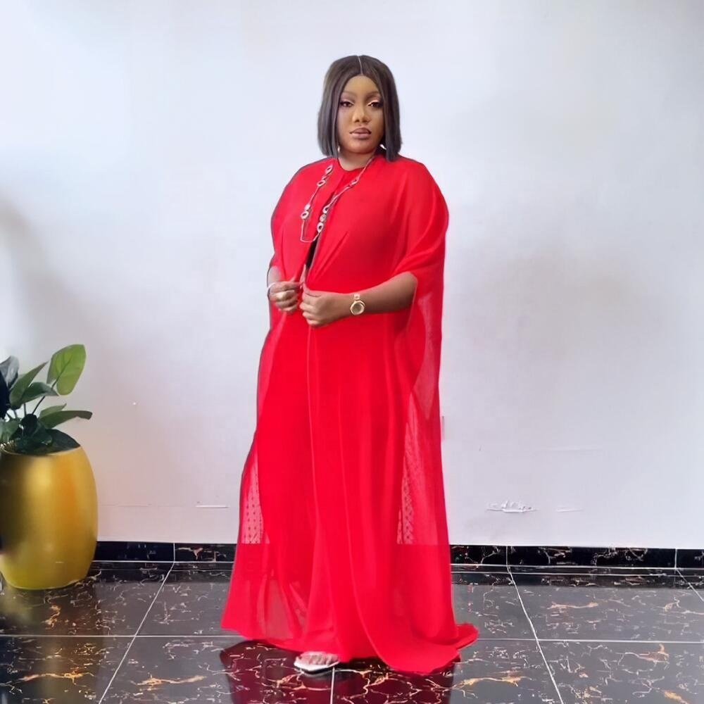 New Long Dresses Women Maxi Casual Ladies chiffon Womens Sets Two Piece African women's wear boubou femme