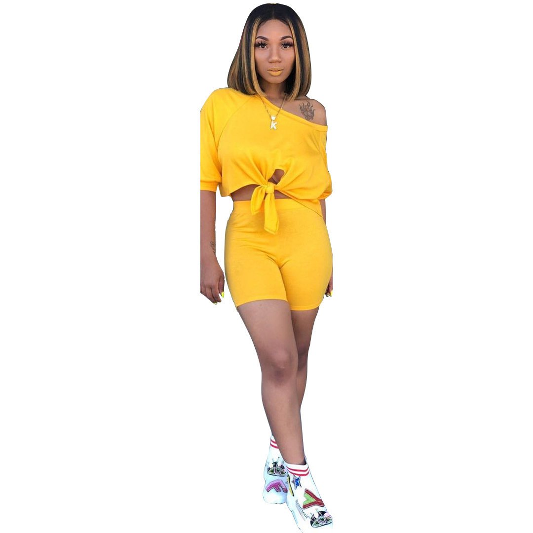 Custom Logo Summer Women's Shorts Sets Clothing Ladies Sports Wear Lounge Wear Outfits Two Piece Short Set Biker Shorts Set