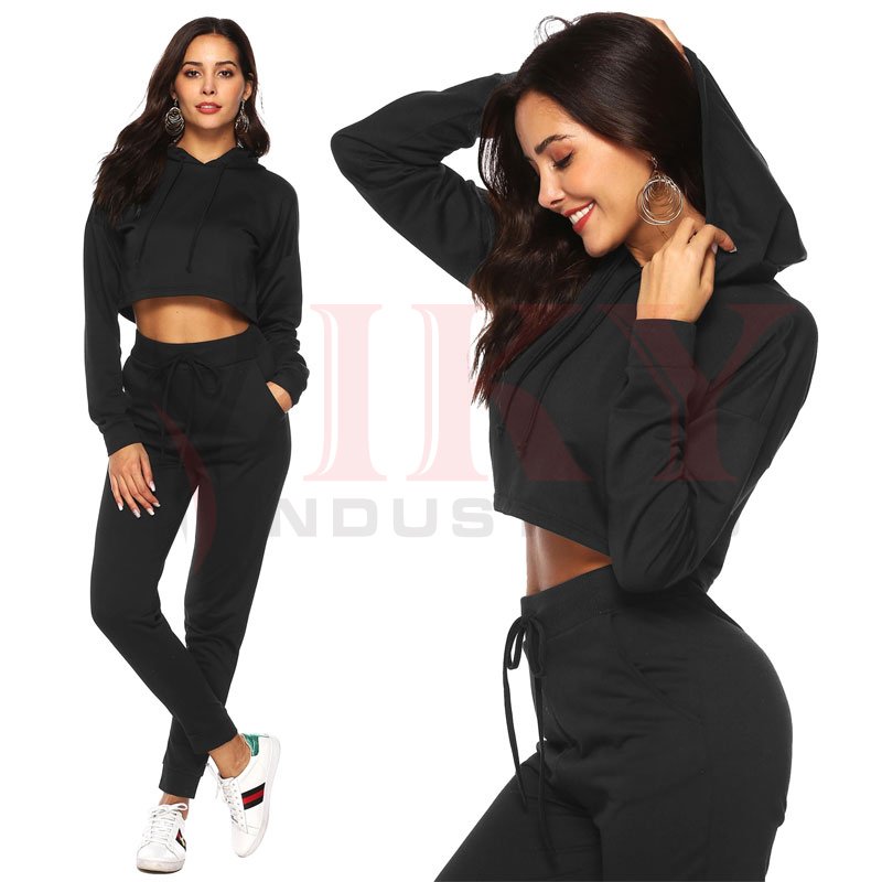 women crop suit Custom Running Suit t shirt and tight pants 2 piece women track suit Casual Sweatsuit Jogger Sets