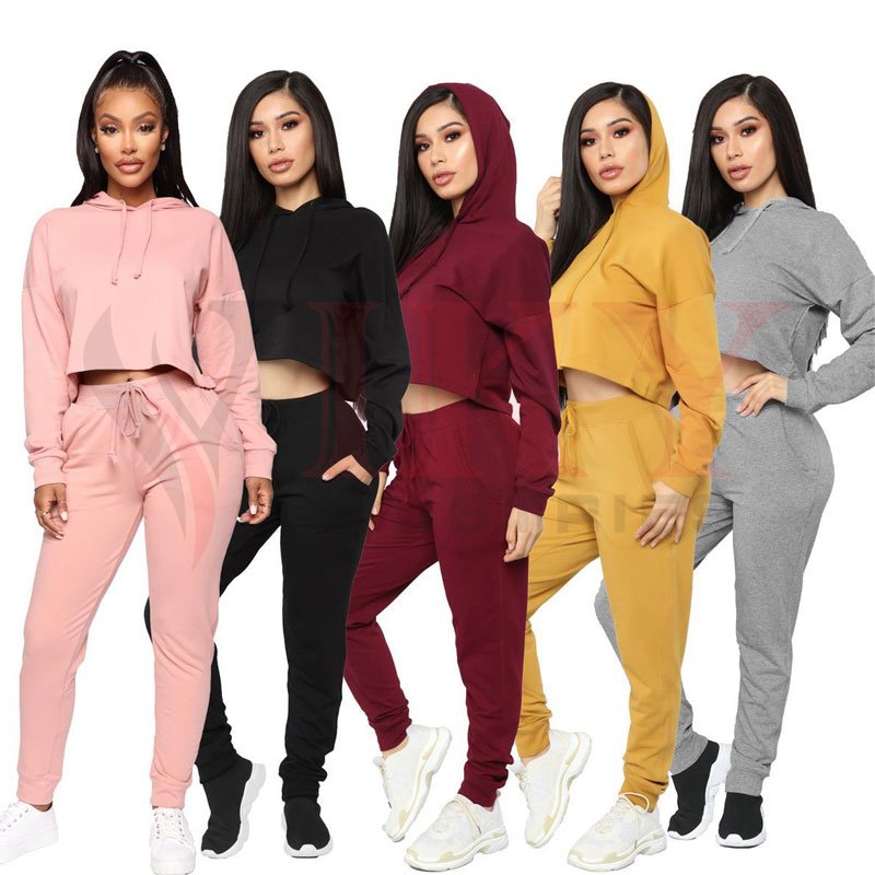women crop suit Custom Running Suit t shirt and tight pants 2 piece women track suit Casual Sweatsuit Jogger Sets