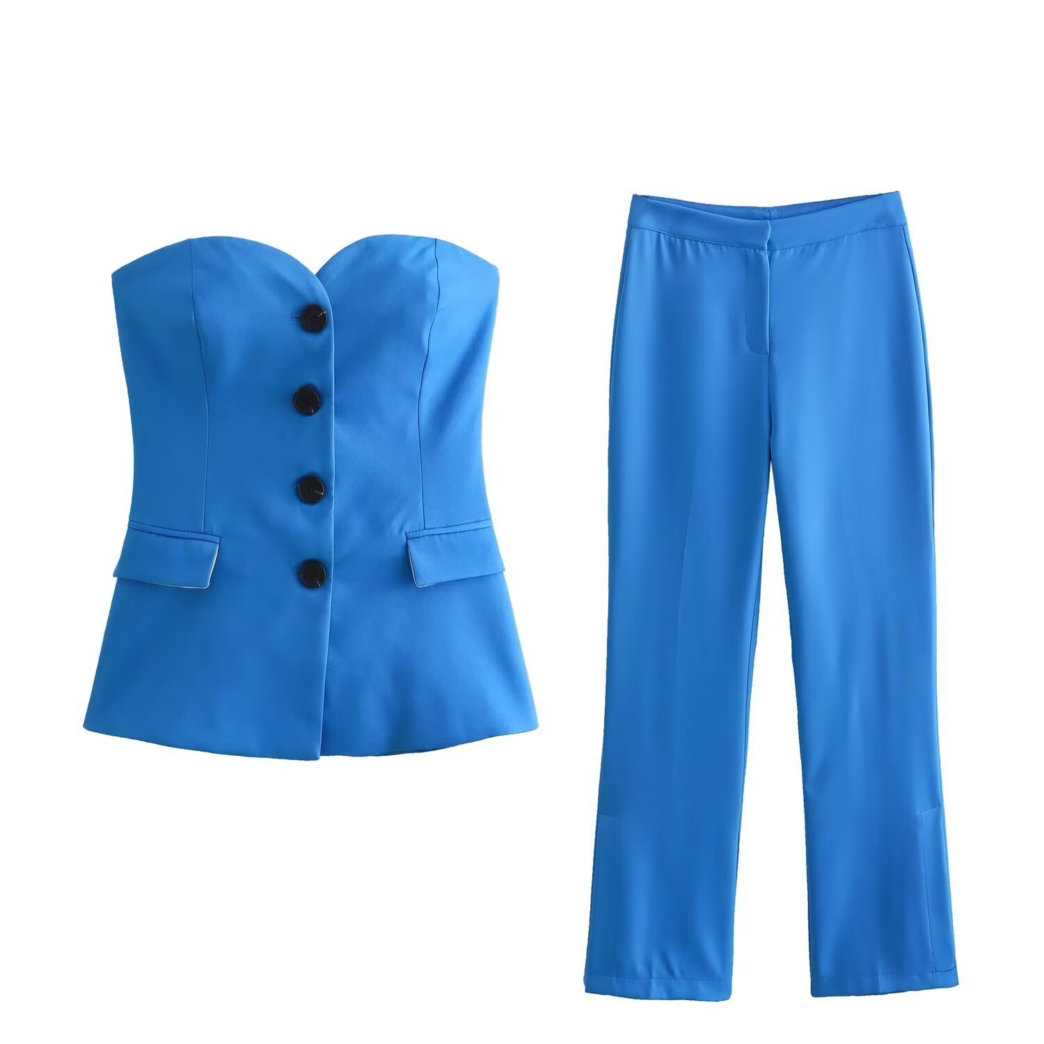 2024 Spring Women's Elegant V-neck Buttoned Slim Short Vest Solid Vest Layered Over Waistcoat Pants Suit