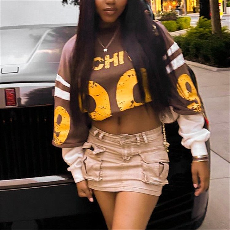 Letter Printing Streetwear Hoodie Women Grunge Vintage Casual Long Sleeve Fake Two Piece Sweatshirt