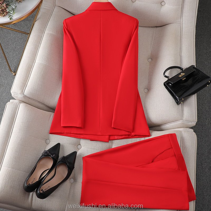 High end women's business suit jacket office party formal suit jacket long pants two-piece set