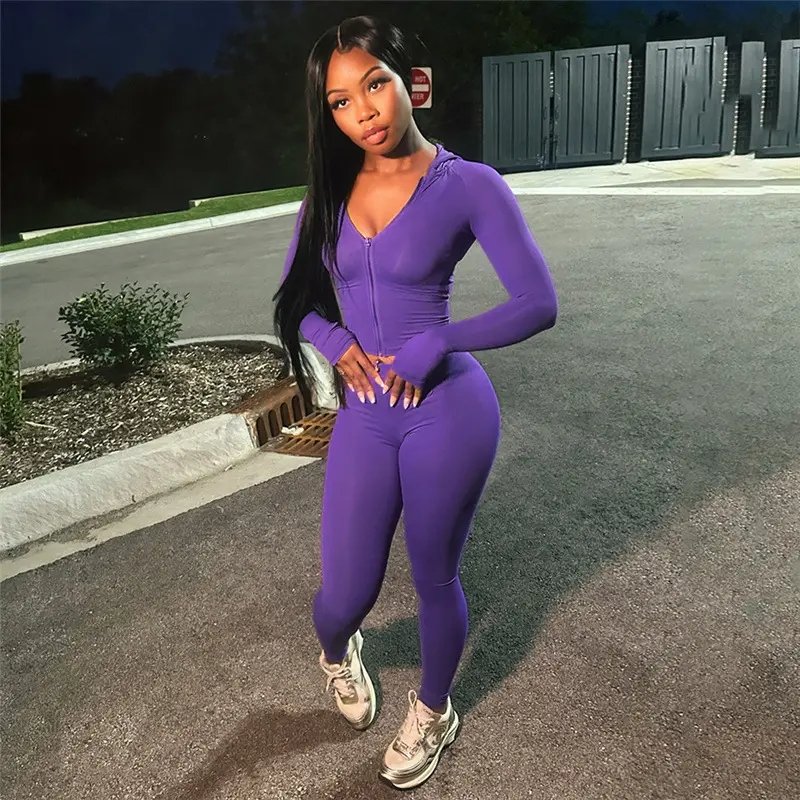Custom Logo Women Two Piece Pants Sets Fall 2024 Clothes Hoodie Jacket and Legging Fitness Outfits Skinny Tracksuit Set