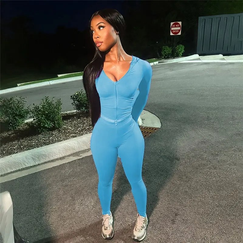 Custom Logo Women Two Piece Pants Sets Fall 2024 Clothes Hoodie Jacket and Legging Fitness Outfits Skinny Tracksuit Set