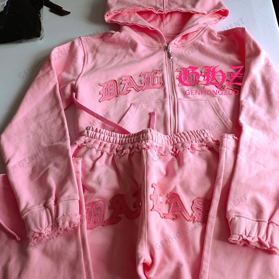 Tall Girl Clothing Vendor Custom High Quality Two Piece Lounge Wear Women's Jacket Flared Sweat Pants Tracksuit Sets For Women
