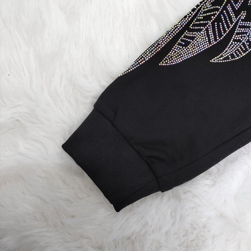 Hot Sell Casual Two Piece Set Rhinestone Women'S Hoodies Sweatshirt Sweatpants Hot Drill Hoodie Set