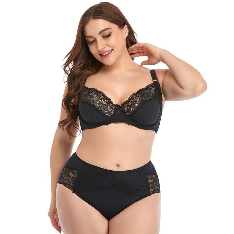 The New Plus Size Women's Bra Set Underwire Lace Underwear Thin Mold Cup Bra Hot Images Women Sexy Bra Underwear Lingerie