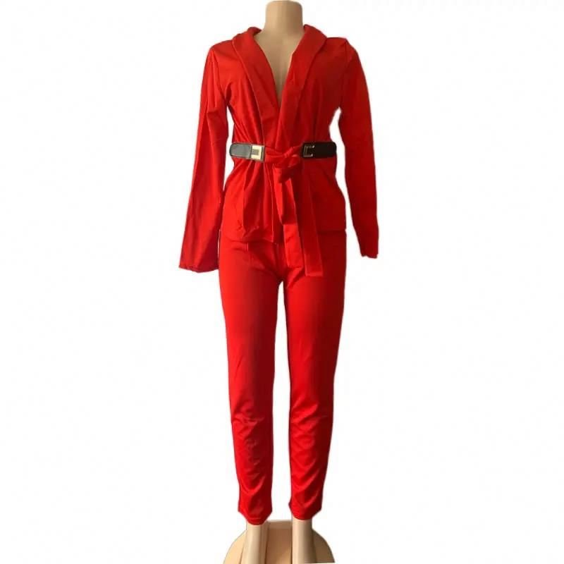 CFA4100 Trendy Casual Blazers Ladies Women Suits & Tuxedo Two Piece Pants Set Women Suits Office Formal Ladies Suits With Belt